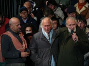 Col tenente Nelson Cenci alla prima del "Sergente" di Marco Paolini a Zovencedo (Vi) e su La7, il 30 ottobre 2007.